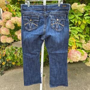 Kut From The Kloth Women's Jeans Natalie Hi Rise Bootcut Dark Wash Distressed 16